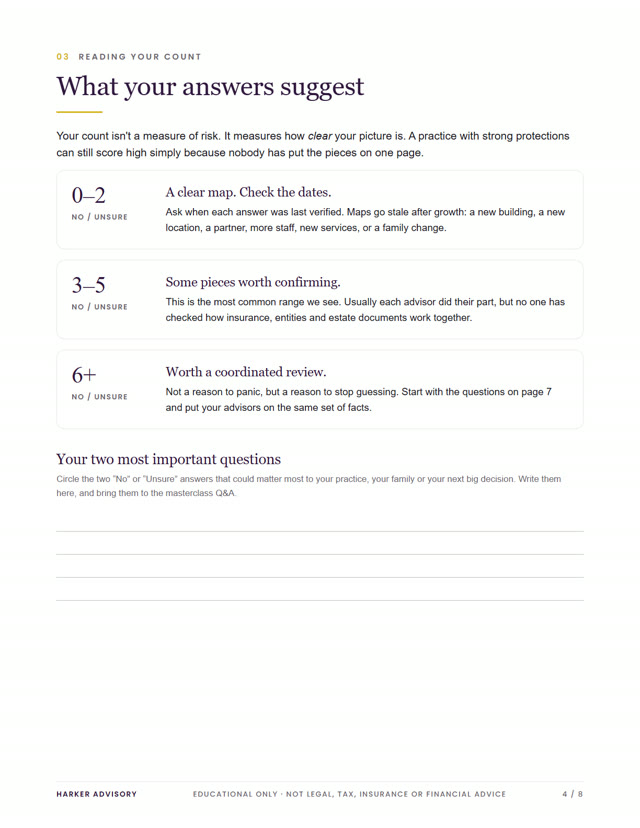 Page from the Exposure Check: what your answers suggest